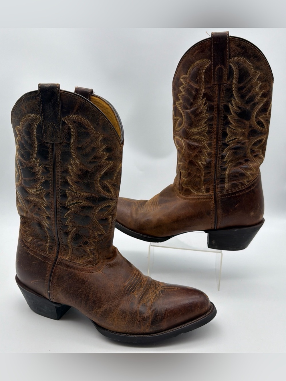 Laredo Brown Leather Western Cowboy Boots Mens 10.5D Cowboy Rodeo 032973